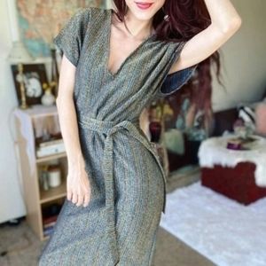 ZARA Striped Textured Midi Dress